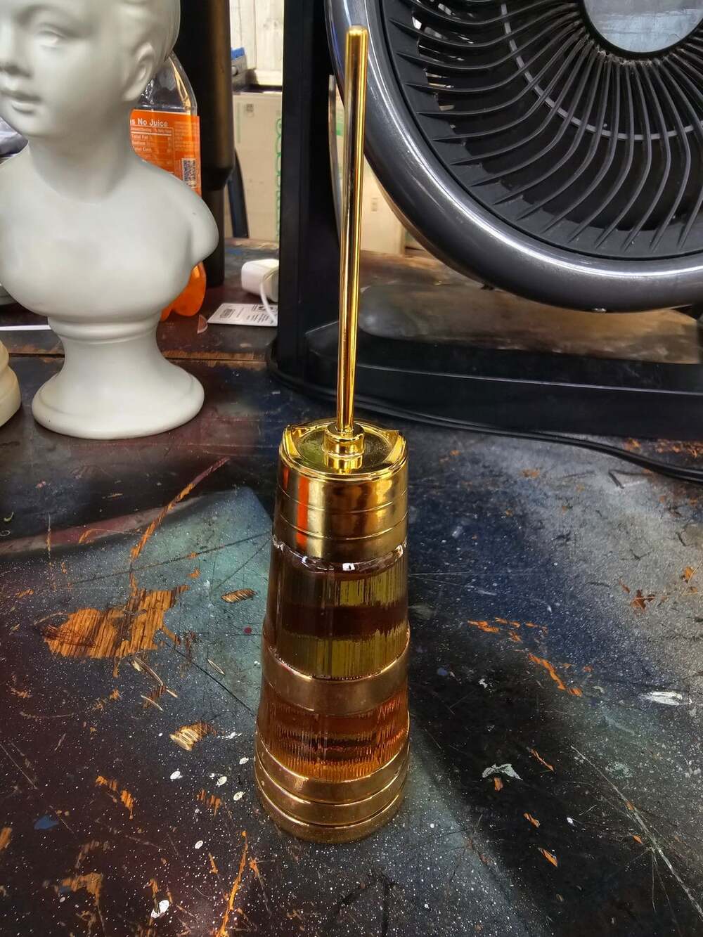 Vintage Avon Butter Churn Cologne Bottle with Gold Tone Trim